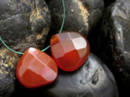 Matched beads- Faceted High quality carnelian gemstone onion briolletes - GM009 - 2 beads
