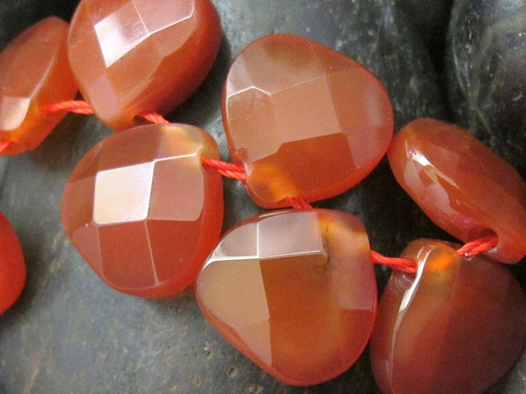 Matched beads- Faceted High quality carnelian gemstone onion briolletes - GM009 - 2 beads