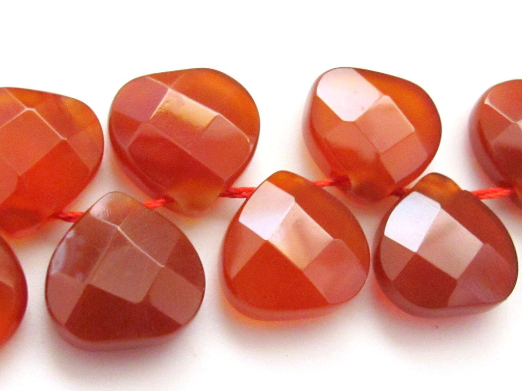 Matched beads- Faceted High quality carnelian gemstone onion briolletes - GM009 - 2 beads