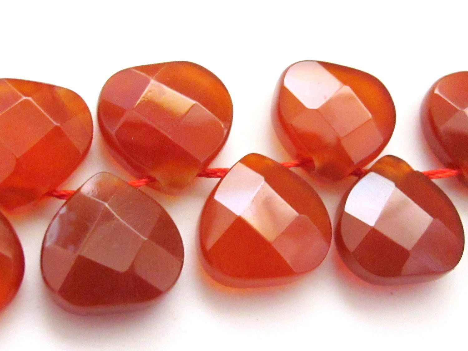 Matched beads- Faceted High quality carnelian gemstone onion briolletes - GM009 - 2 beads