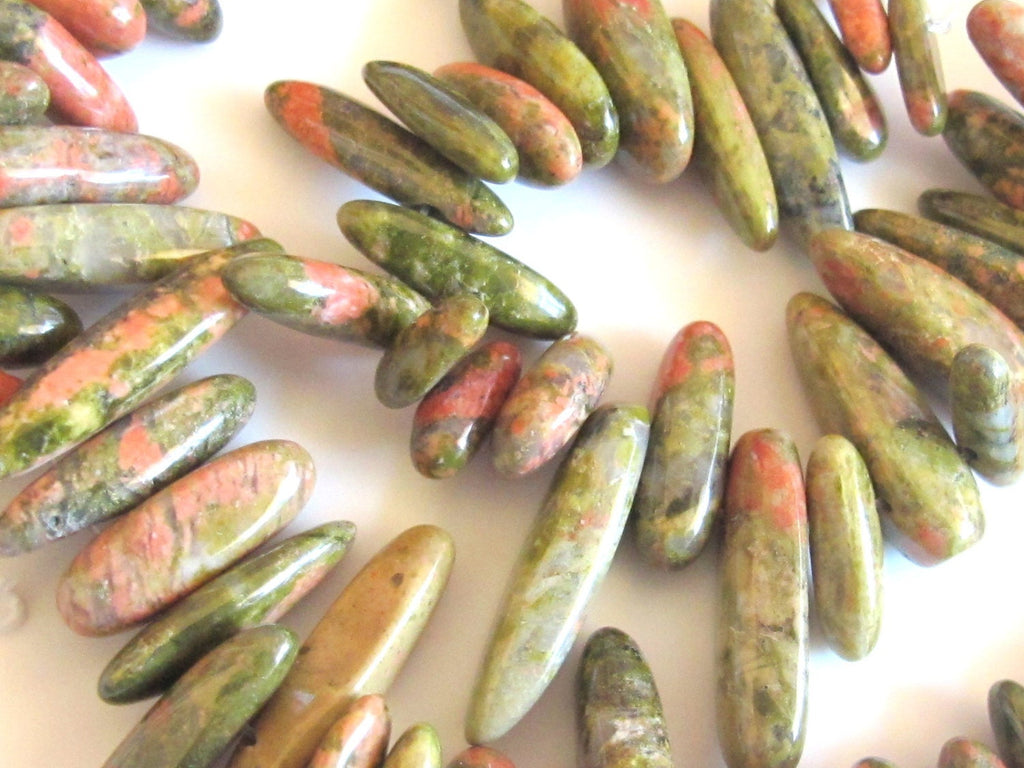 10 sticks - Natural Unakite stick beads - GM010