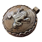 OOAK Ethnic tribal Tibetan naga conch shell Frog pendant tribal figure carved reverse side floral design -Nepal PM409MF
