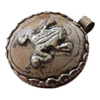 OOAK Ethnic tribal Tibetan naga conch shell Frog pendant tribal figure carved reverse side floral design -Nepal PM409MF