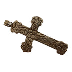 OOAK unique large Tibetan cross pendant from Nepal with agate inlay floral design - PM210D