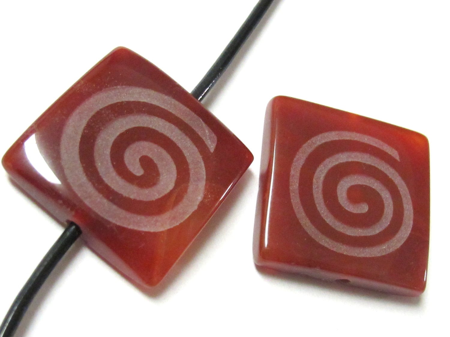 4 Beads - Tibetan Etched agate gemstone beads spiral design brown color agate gemstone bead Nepalbeadshop supplies - GM019