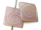 Spiral etched rose quartz large bead - 2 beads- GM016