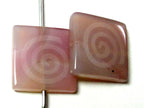 Spiral etched rose quartz large bead - 2 beads- GM016