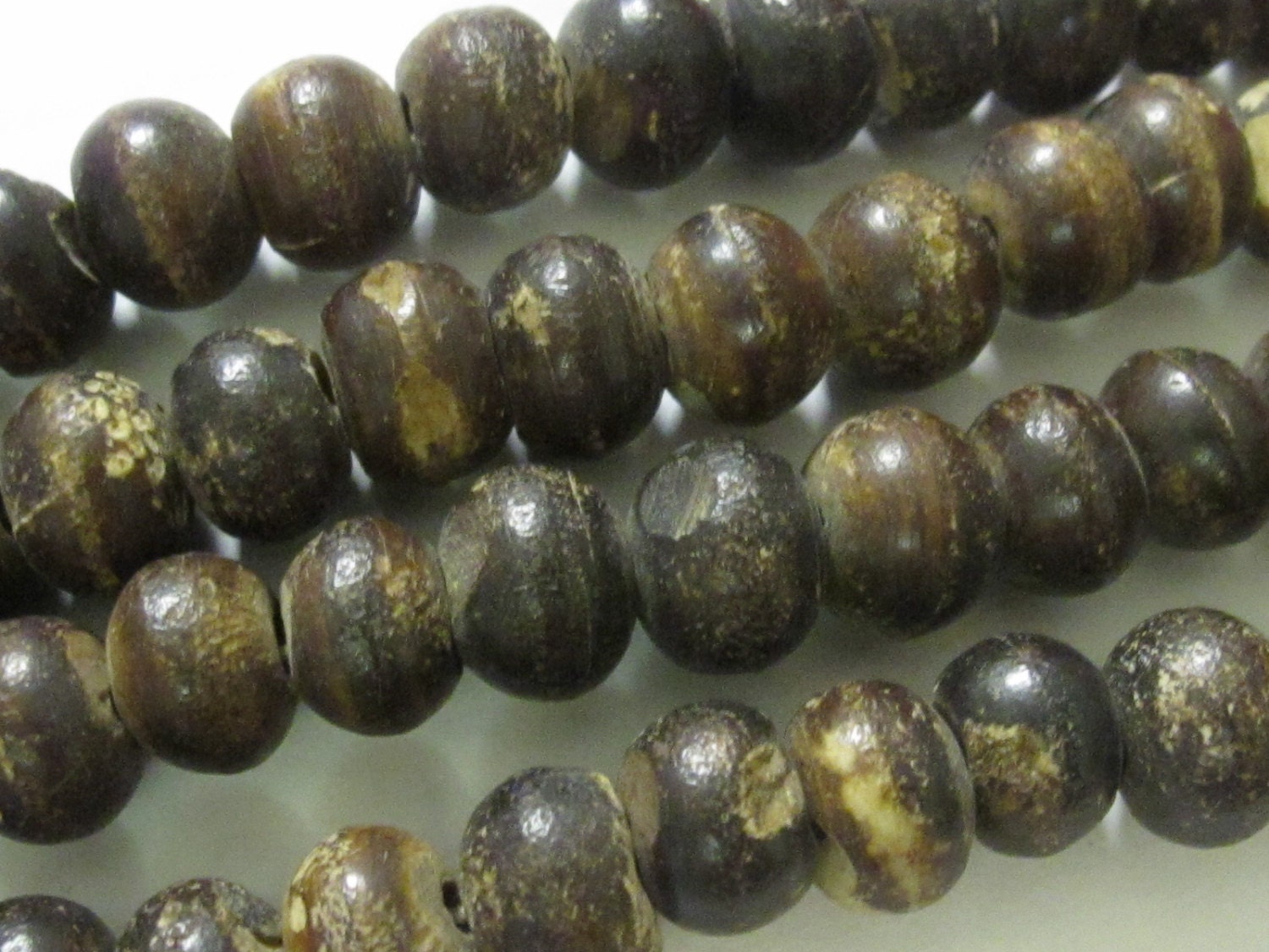 10 beads - old brownish bone beads 10 mm size - 10 beads set - NB023