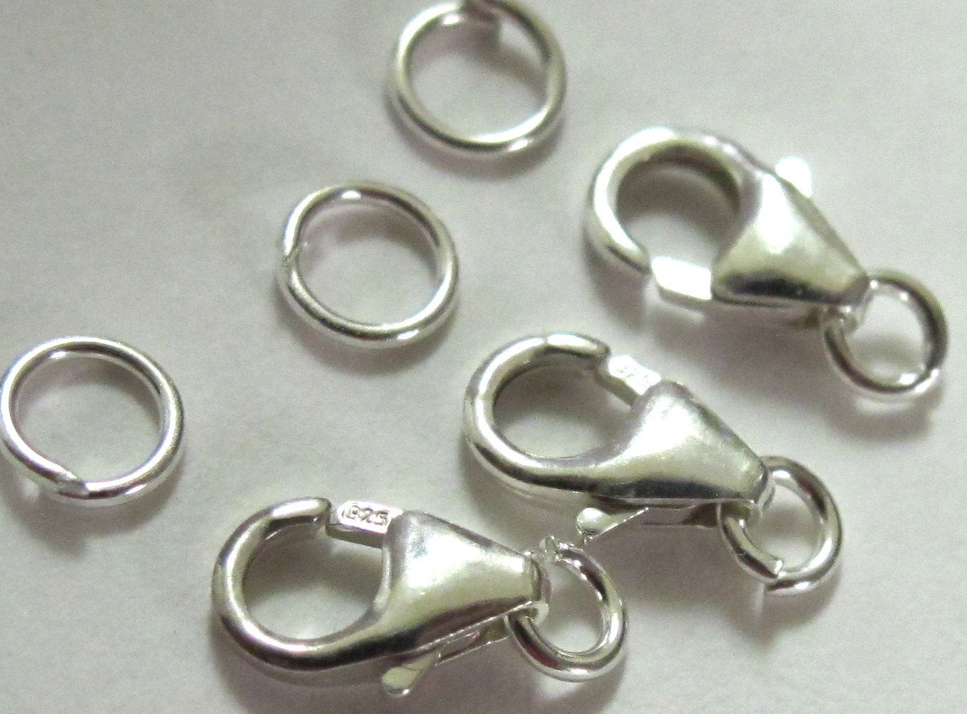 Sterling silver stamped small size lobster clasp - set of 3 clasps - BD220