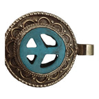 1 pendant - Beautiful round oval disc shape ethnic retro peace symbol Tibetan pendant blue - PM470A
