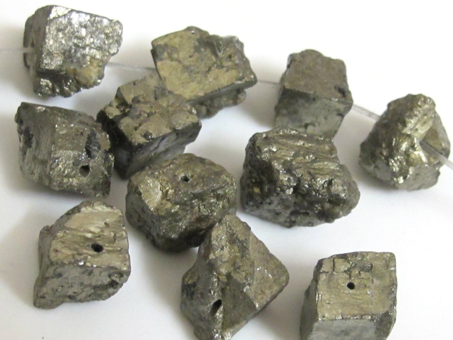 Small Raw Chunky Pyrite nugget gemstone beads -2 beads - GM020