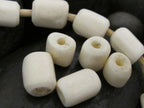 8 Beads - old barrel shape cream color bone beads - BD226