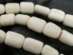 8 Beads - old barrel shape cream color bone beads - BD226