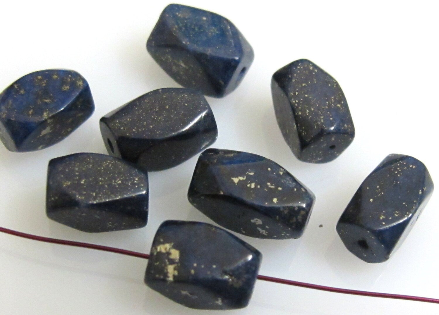 6 Beads- Ethnic Nepal Lapis Lazuli facet cut good quality gemstone beads - 6 beads - BD165