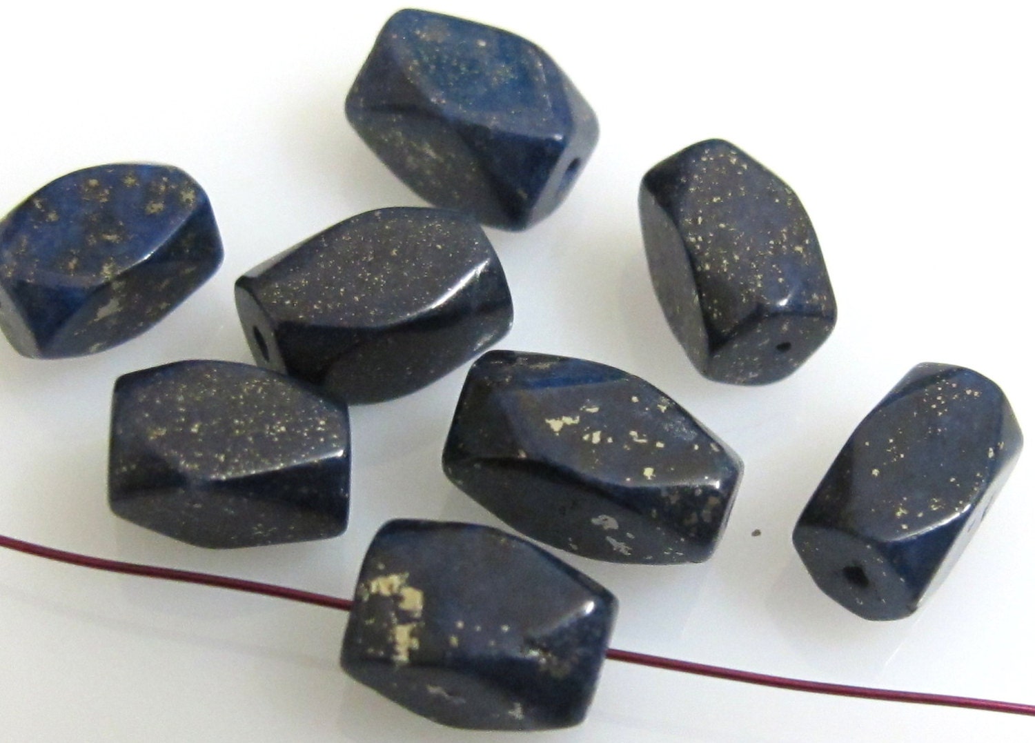 6 Beads- Ethnic Nepal Lapis Lazuli facet cut good quality gemstone beads - 6 beads - BD165