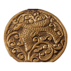 Oval shape Tibetan antiqued brass finish reversible naga conch shell tribal design pendant with reverse side phoenix bird carving - PM015B