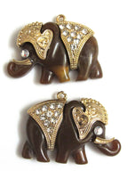 2 pieces - Resin elephant charms with sparkly rhinestones - SP005A