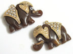 2 pieces - Resin elephant charms with sparkly rhinestones - SP005A