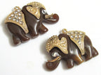 2 pieces - Resin elephant charms with sparkly rhinestones - SP005A