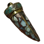 1 Pendant - Tibetan horn shape Brass pendant with MOP shell inlay - PM405H