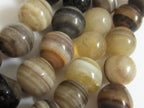 Vintage Tibetan Banded Agate beads - 2 beads - GM028