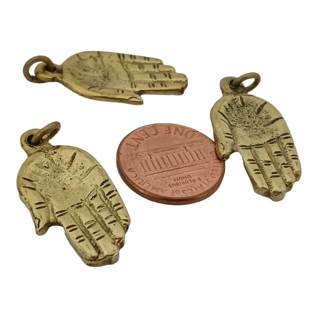 1 Pendant - Small Petite size Tibetan brass hand Pendant from Nepal - CP026H