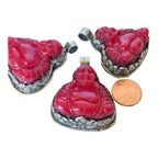 Tibetan Laughing buddha Pendant antiqued silver finish filigree floral work resin pendant handmade Nepal PM124L