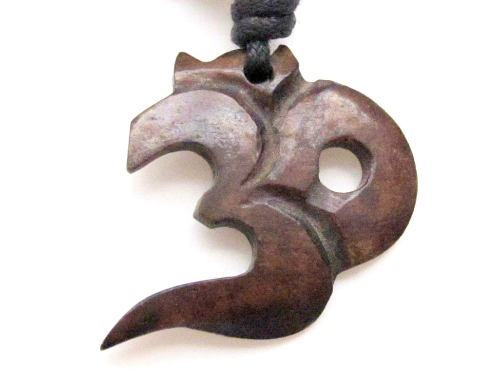 Carved OM bone pendant - PB018