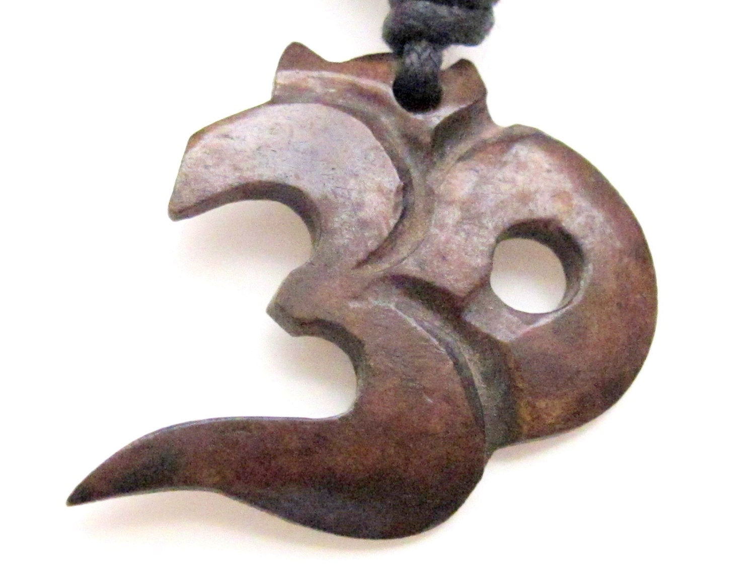 Carved OM bone pendant - PB018