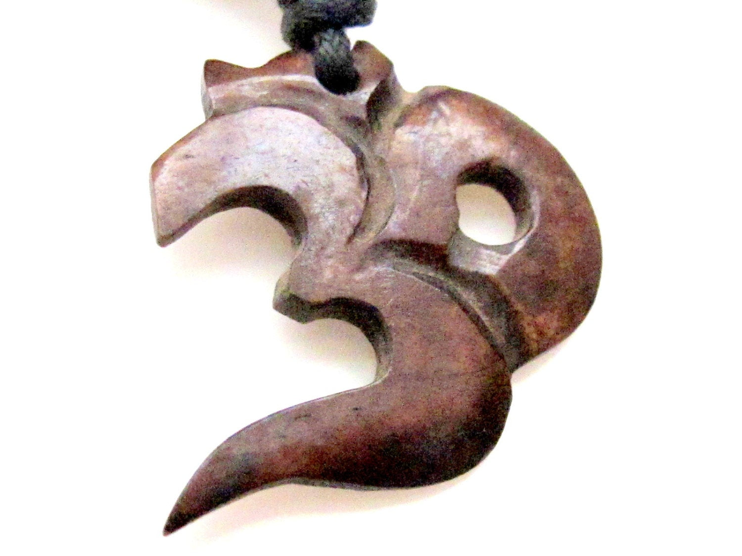 Carved OM bone pendant - PB018