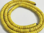 Yellow rondelle natural coconut beads long strand 22 inches - NB018