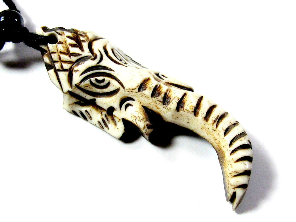 Carved Ganesha recycled cattle bone pendant - PB028
