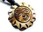 This is a round sun face recycled cattle bone pendant - PB031