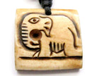 Carved recycled cattle bone cream color elephant pendant - PB039