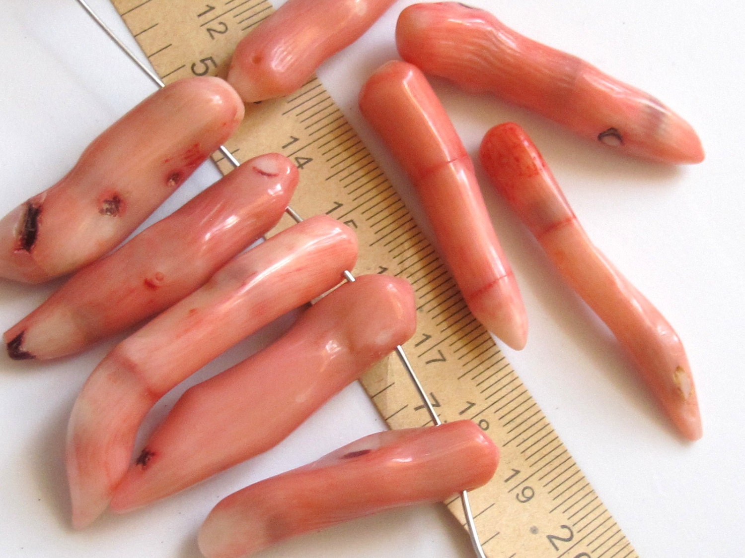 Thick branch coral sticks salmon peach color - 3 pieces - GM031