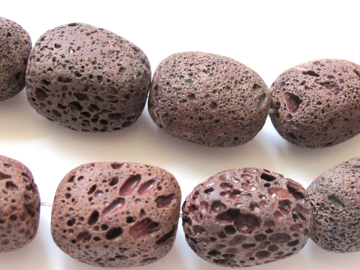 Large size barrel shape brown Lava beads - 2 beads - NB026
