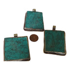 1 Pendant - Reversible Tibetan turquoise gemstone pendant with floral design on reverse side Nepal - PM622K