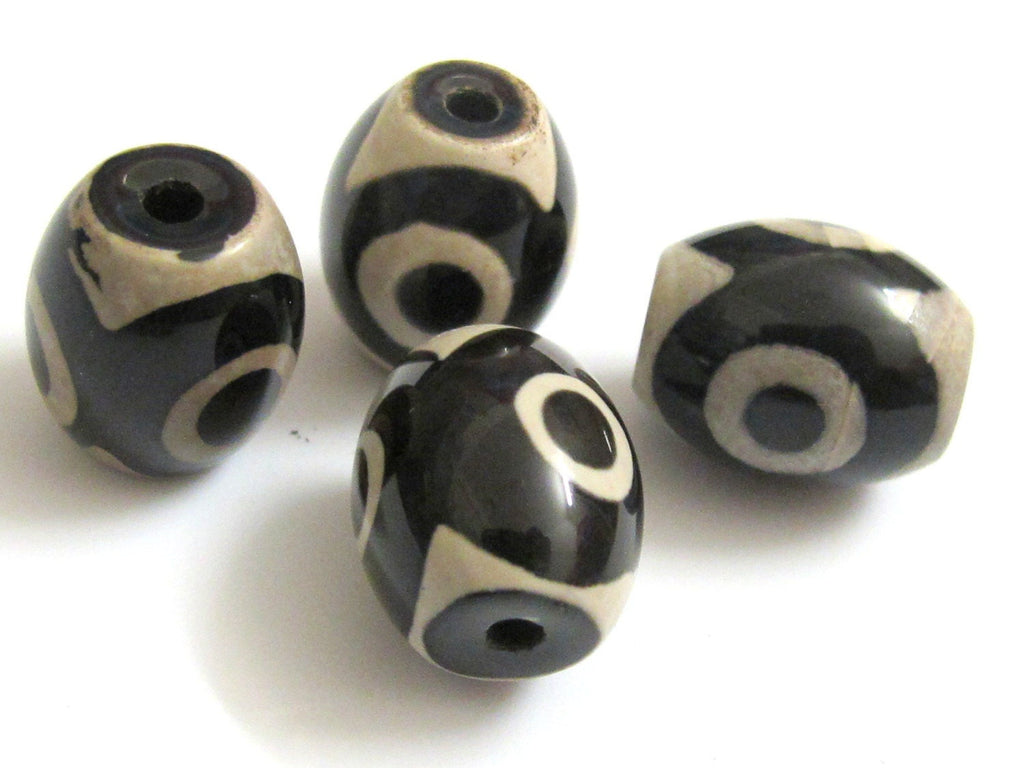 Tibetan etched agate dzi bead - GM043 - 1 bead