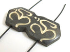 Large unique Om etched Bone two hole connector pendant - 1 bead - BD242