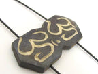Large unique Om etched Bone two hole connector pendant - 1 bead - BD242