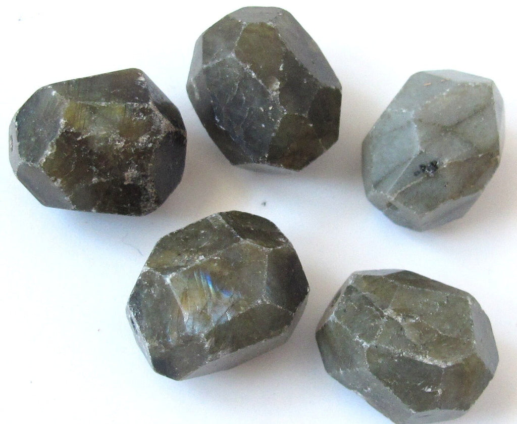 2 Beads-Large Labradorite faceted cut beads - GM044
