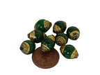 4 Beads - Tibetan Brass capped dyed green jade beads from Nepal 9 - 10 mm x 13- 14mm - BD473C