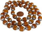 4 BEADS - Tibetan copal resin antiqued silver finish capped beads Nepal - BD715C