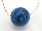 2 BEADS-Large 20 mm wide Blue white grey striped agate hex cut faceted bead - GM059