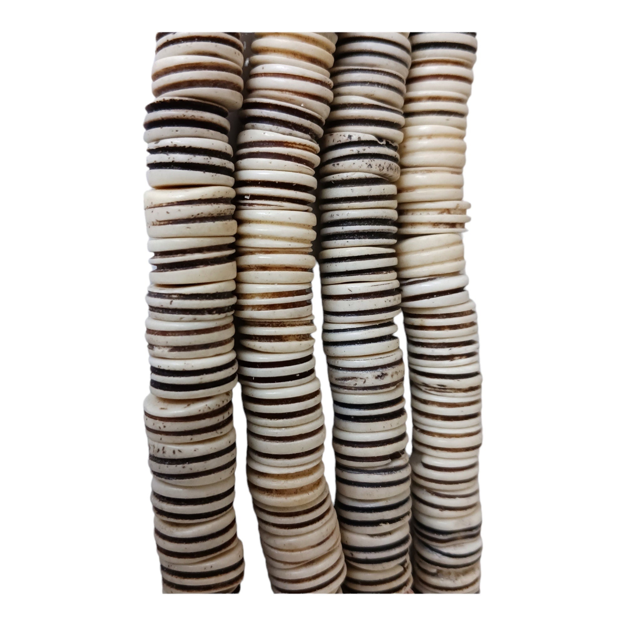 10 Beads - Small old Ethnic Naga natural conch shell grooved rondelle disc beads 11-12 mm wide x 5-6 mm size - CH072A