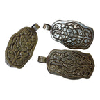 1 Pendant - Large recycled cattle bone Buddha pendant with floral carving on reverse side from Nepal -PB006T