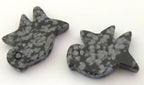 Carved Jasper bird gemstone beads - GM061 - 2 beads