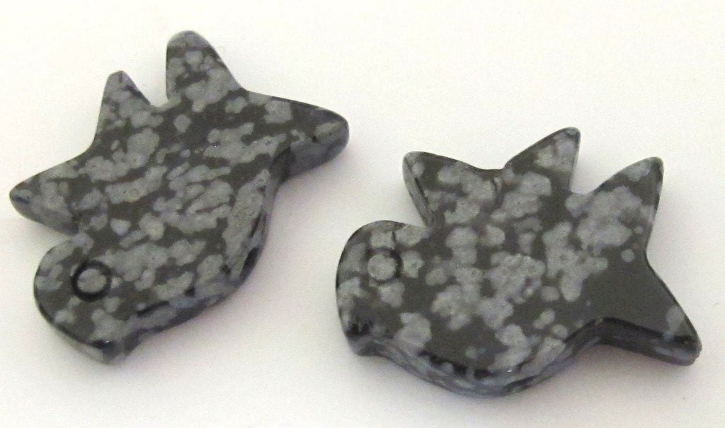 Carved Jasper bird gemstone beads - GM061 - 2 beads