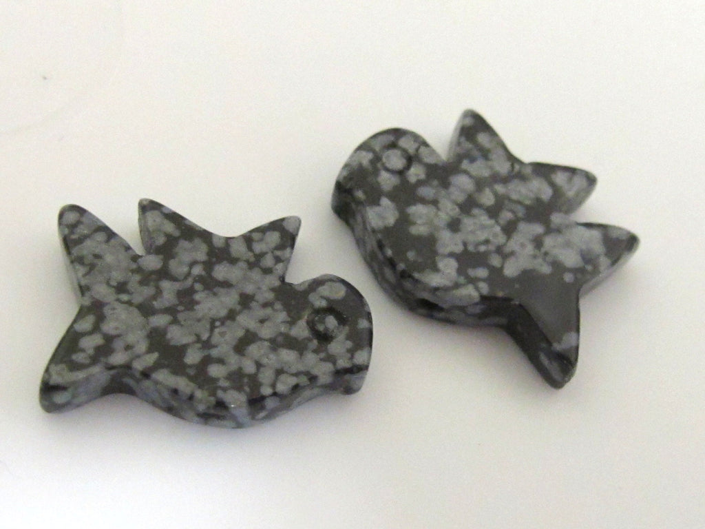 Carved Jasper bird gemstone beads - GM061 - 2 beads