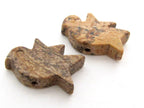 Carved Jasper bird gemstone beads - GM071- 2 beads